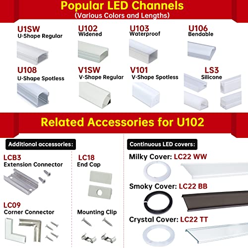 Muzata MZZ564 6Pack 3.3Ft/1M Wider Led Channel System thumb #7