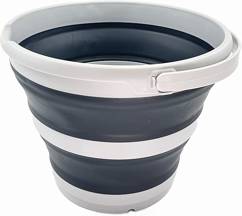 Miniatura 54 de SAMMART Cubo de plástico plegable de 10 L (2.6 galones), bañera redonda plegable, cubo de agua portátil para pesca, bote de agua para exteriores