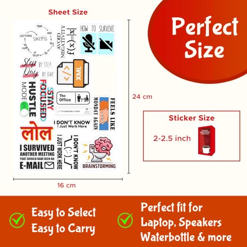 Image of CodersParadise Corporate Office Sticker Pack- Set of 60 Waterproof Vinyl Self-Adhesive Stickers for Laptop, Journal, Scrapbook & Mobile Phone|Residue-Free Professional Office-Themed Decal (5.1x7.6 cm)