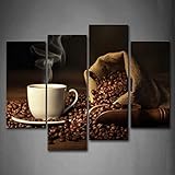 Brown Coffee Wall Art - Canvas Coffee Shop Painting - Home Decor & Gift