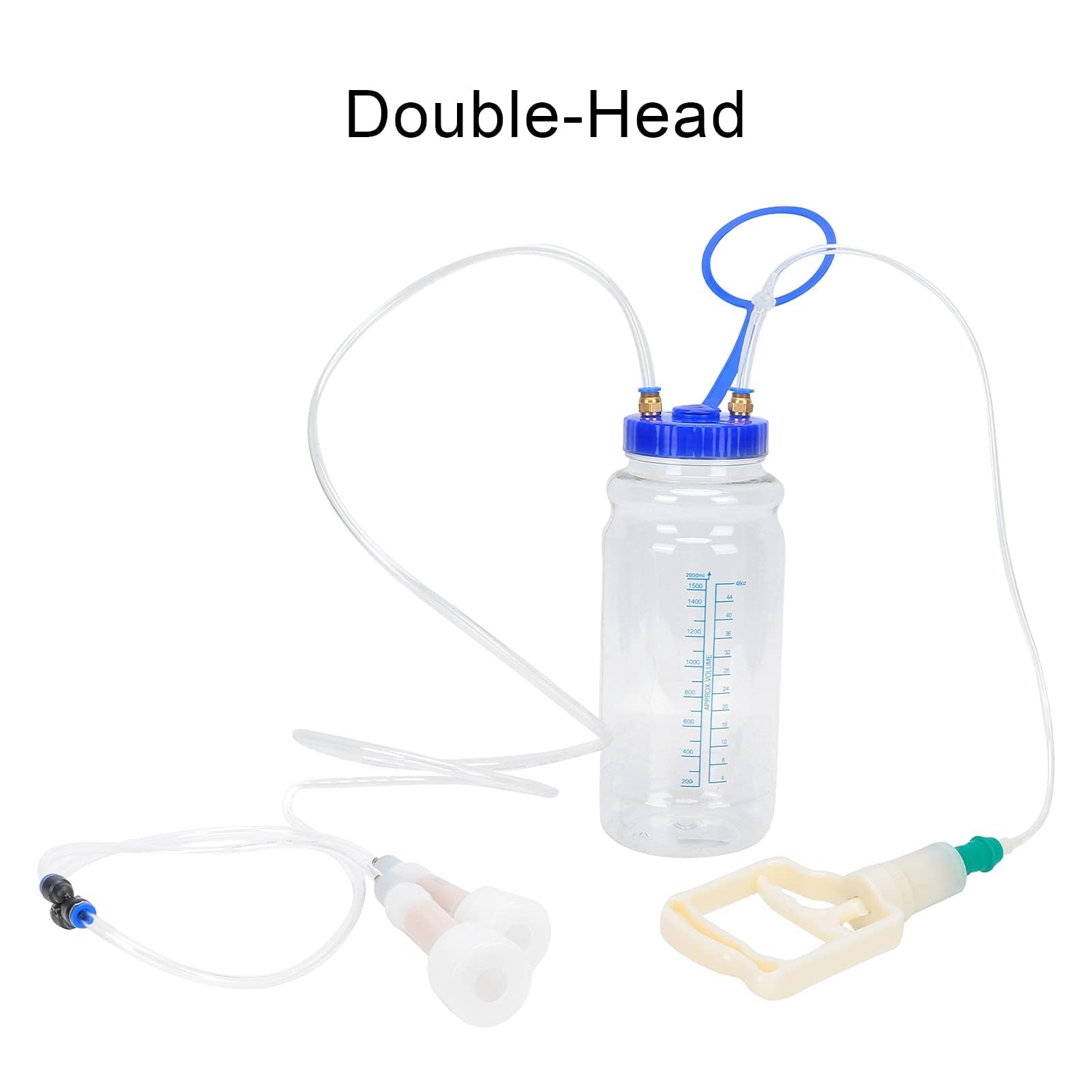 Ziegenmelkmaschine, 2L Ziegenmelker Mit Vakuumdruckpumpe, Ziegenmelkzubehör, Manuelle Anstrengungssparende Ziegenmelkeinrichtung Schaf Kuh Hand Vakuumpumpe Für Ziegen(double head)