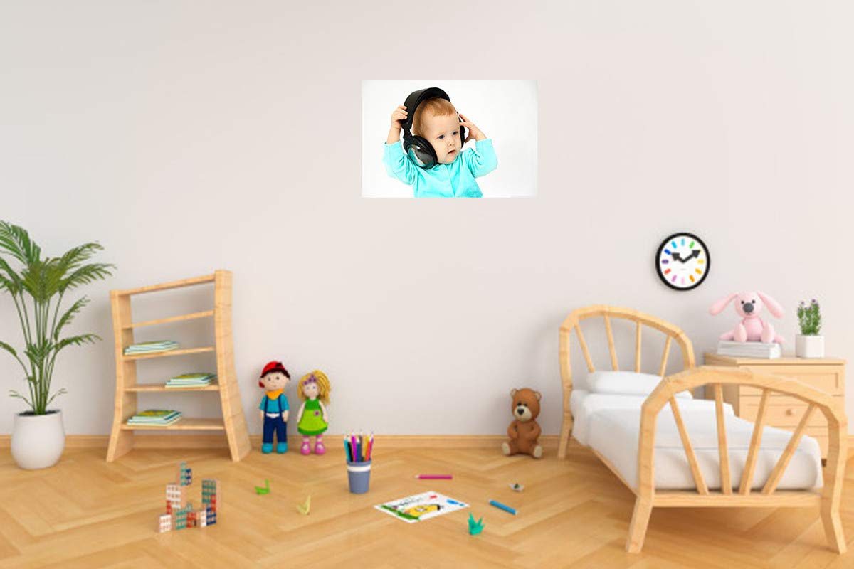 Baby Boy Poster|Little Baby with Headphones|Poster for Kids Room/Wall Decor|Cute Baby Poster for Pregnant Women/Lady|High Resolution- 300 GSM Poster 1