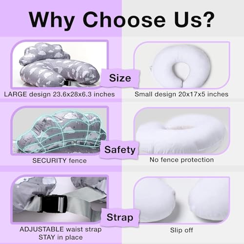 Image of Proliva Feeding Pillow for New Born Baby with Detachable Cover Breast Feeding & Maternity Nursing Pillow for Breastfeeding Support for Baby Feeding Pillow for Mom (Grey-Rain-A2)