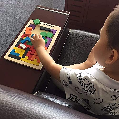 Image of Wooden Tetris Puzzle Brain Teaser Toy Colorful Jigsaw Game Montessori Intelligence Educational Gift for Baby- Toddlers, Kids 2-6 Years Old Boys Girls - 40 Pcs, Multi Color