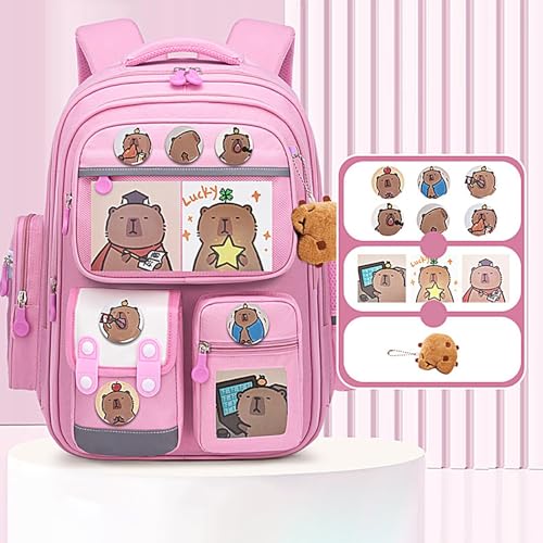 Sac à dos capybara pour l'école un cartable animal mignon marron - 7