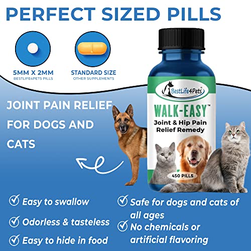 Bestlife4Pets Walk-Easy Hip And Joint Supplement For Dogs & Cats - Arthritis Pain Relief And Anti-Inflammatory Support Pills For Dogs & Cats Joint Pain Relief - Easy To Use Natural Pills (900 Ct) #TOP3