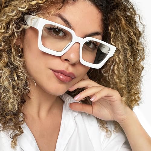 Image of livho Oversized Eyewear Frame for Woman and Men - Rectangle Fashion Glasses for Computer, Chic Preppy Frame