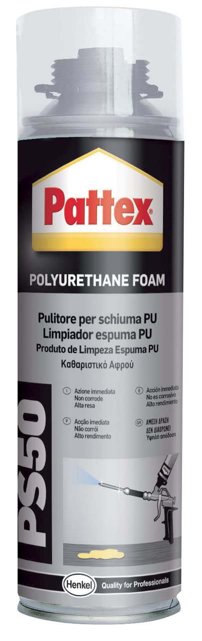 Pattex PU Solvent Pulitore per Schiuma PU, Solvente Usato per Eliminare Residui di Schiuma e Pulire la Pistola, 500 ml