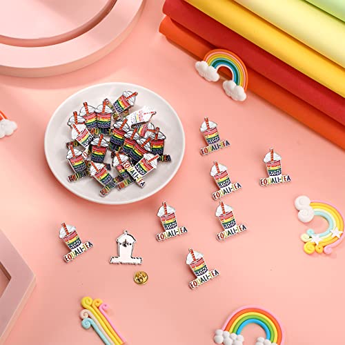 Image of Batiyeer 24 Pcs Gay Pride Pins LGBTQ Rainbow Equalitea Lapel Pins Milk Tea Enamel Brooch Badge for Pride Parades Month Support Gift Backpack Clothes Bags Hats Accessories Decoration