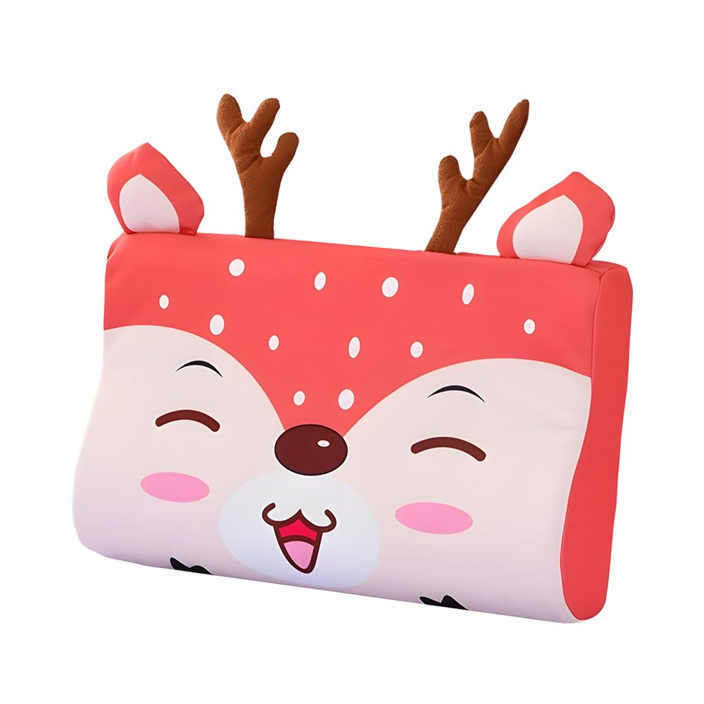 Almohada para Niños, 46 x 26cm Almohada para Bebe con Funda de Almohada, Suave y Transpirable para un Sueño Seguro, Espuma Viscoelástica, para Niños Mayores de 2 Años (Ciervo)