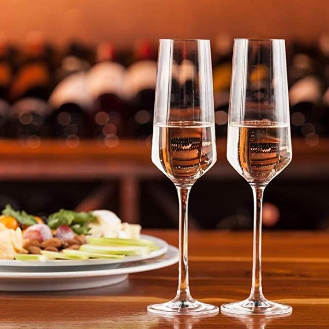 RAAHA Champagne Flutes, Edge Champagne Glass Set of 2 - Modern & Elegant Gift for Women, Men, Wedding, Anniversary, Christmas, Birthday 100% Lead Free Crystal