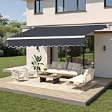 Gelenkarmmarkise Markise, 400x 250cm Terrassenmarkise Terrassenmarkise Versenkbare Markisenabdeckung Sonnenschirm Unterschlupf im Freien Überdachung mit Kurbel (Grau, 400x250cm)