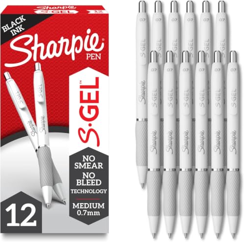 Image of SHARPIE S-Gel Gel Pens,Pearl White Body,Black Ink,Medium Point (0.7mm),- For Journaling,Writing,Note-Taking,School,Office Supplies,(Pack of 144)