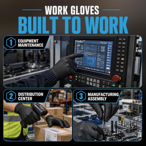 Image of HEAVY DUTY 6 Mil Nitrile Black Gloves Disposable Latex Free Rubber Cooking Cleaning Food Prep Tattoo Gloves 1000PCs