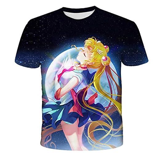 NICHIYO Sailor Moon Camiseta Unisex Impresión 3D Verano Cuello Redondo Hombres Deportes Ocio Manga Corta Fitness Outdoor Camiseta Niños