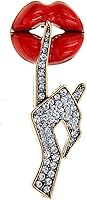 OIDIMS Sexy Red Lips Brooch - Art Deco Rhinestone Cubic Zirconia Statement Pin, Elegant Lapel Jewelry for Women & Gifts