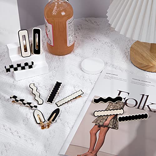 Cptots 12Pcs No Bend Hair Clips Fashion Black And White Hair Clips Cute Hair Pins For Women Hair Accessories Acrylic Hair Barrettes For Women With Thick Thin Hair #TOP3