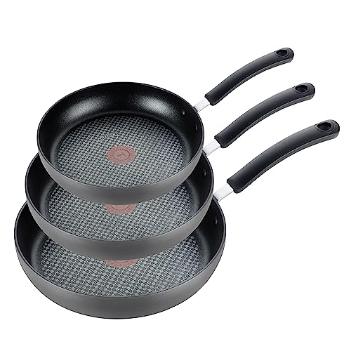 T-fal Ultimate Hard Anodized Nonstick Fry Pan Set 3 Piece: 8, 10.25, & 12 Inch, Oven Broiler Safe 400F, Kitchen Cookware Set, Pots and Pans Set Non Stick, Frying Pans, Skillets, Dishwasher Safe, Black