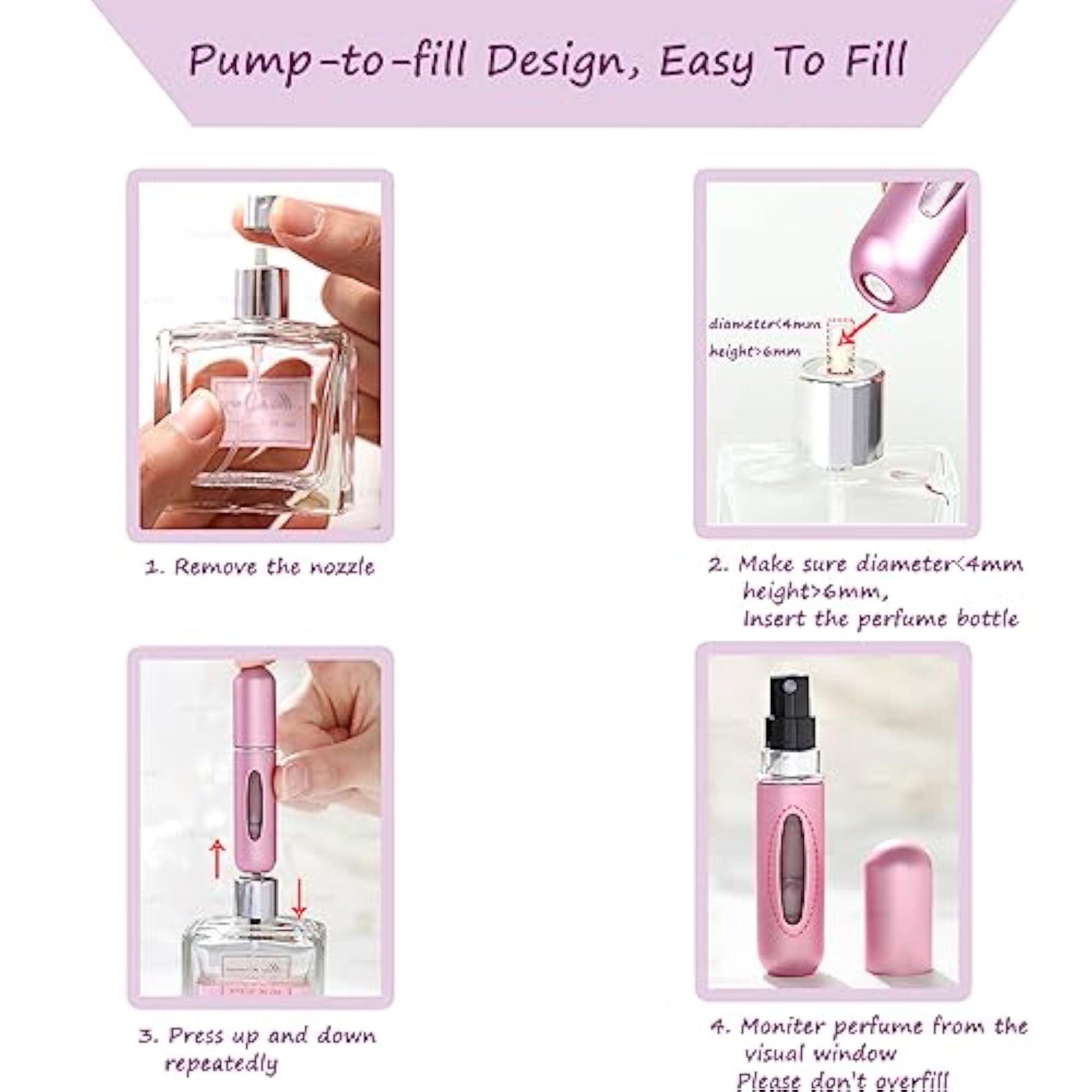 2 Pcs Portable Mini Empty Perfume Spray Bottles