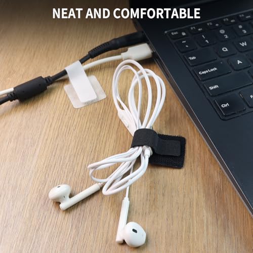 60Pack Bridas de Gancho y Bucle con Clips Adhesivos para Cables, Organizador de Cables para Oficina y Uso en el Hogar miniatura 4