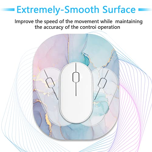 Small Mouse Pad，Mini Mouse Pad 6 X 7 Inch，For Laptop Keyboard Tray Wireless Mouse Home Office Travel，With Non-Slip Rubber Base, Waterproof Mouse Mat，Cyan Blue Marble #TOP4