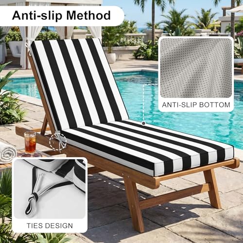 Almohadillas de repuesto de 203 x 66 x 10 cm con lazos y funda lavable 3