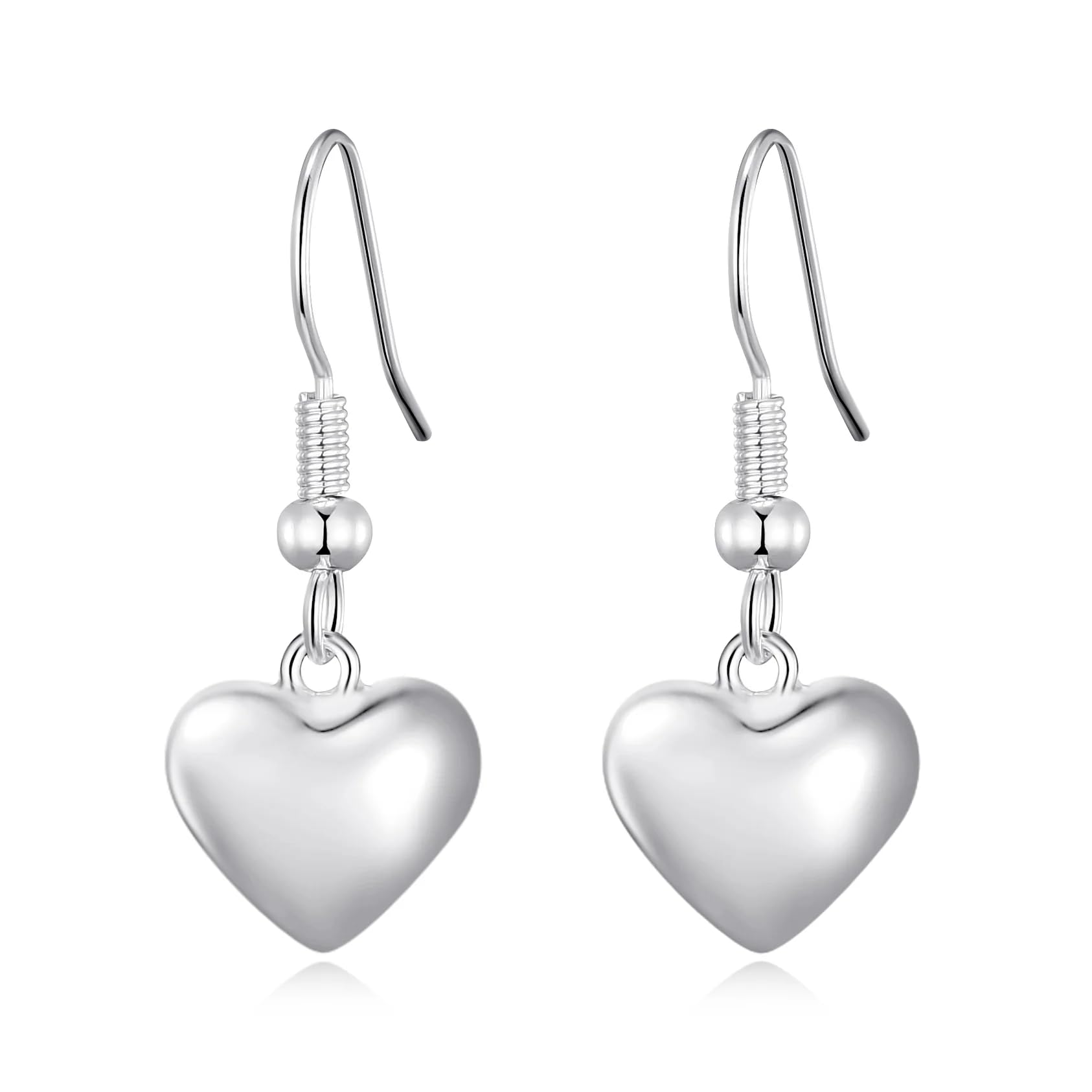 Philip JonesSterling Silver Puffed Heart Drop Earrings, Sterling Silver