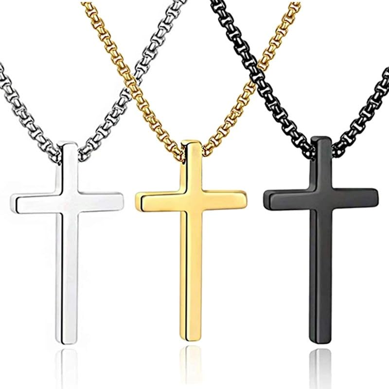 VIEN® Latest Fashion Necklaces Silver Black Gold Prayer Cross Pendant Chain for Men Women Stainless Steel Necklace (B0DBQSR99Q) Amazon Price History, Amazon Price Tracker