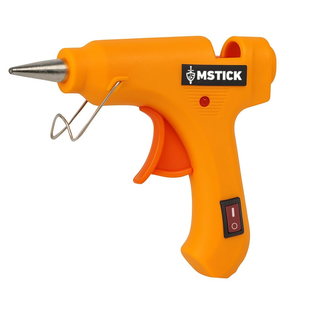 MSTICK Hot Melt Glue Gun with 5 Strong Adhesive Glue Sticks, 20W, Fast Heating and Anti-Drip Design, Ideal for DIY Crafts, School Projects, Quick Home Repairs and Creative Work (Yellow) 2