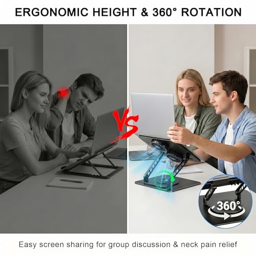 Soporte para portátil con ventilador silencioso, elevador de aluminio ergonómico 6