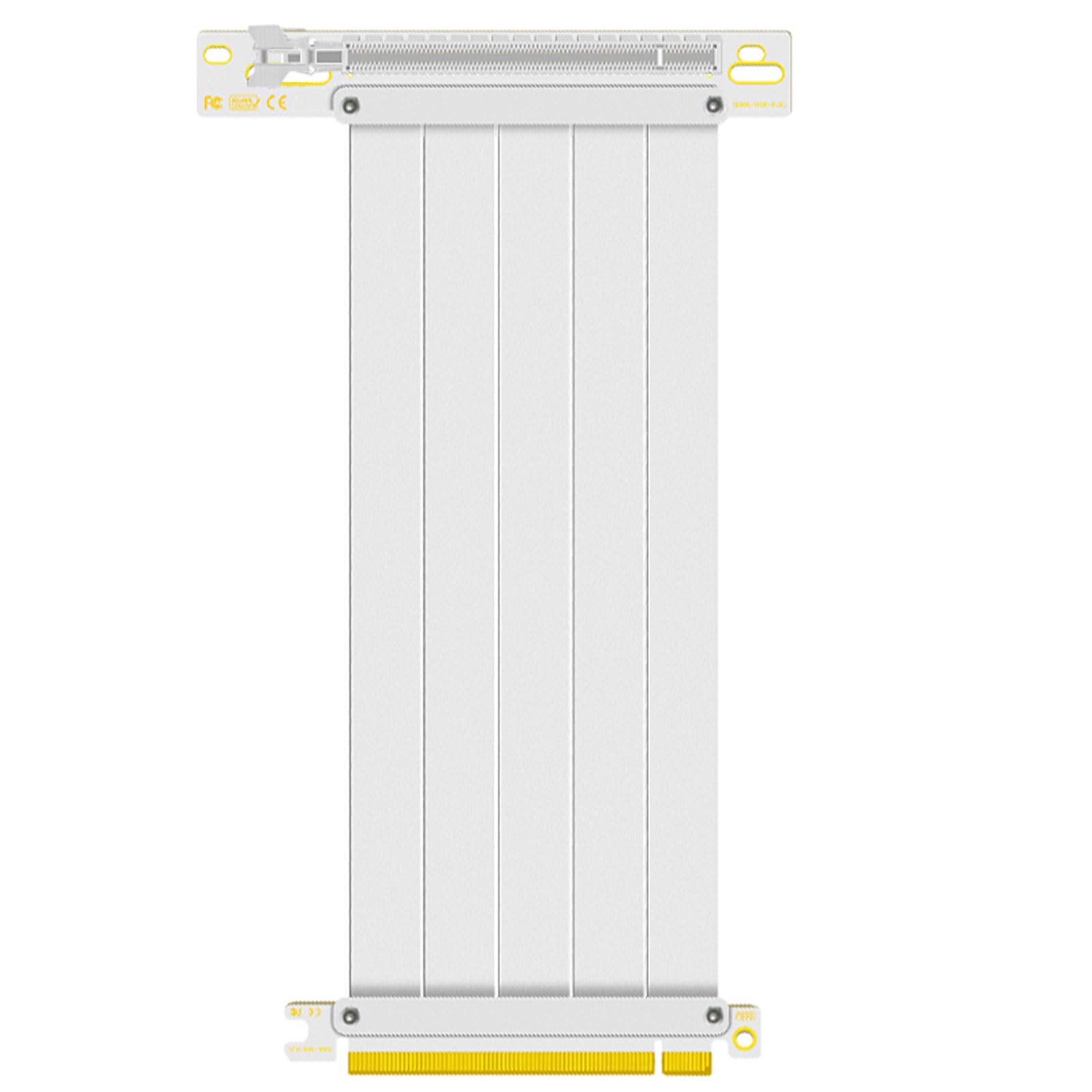 PCI-E 4.0 Riser Cable, PCIe 4.0 x16 High Speed Flexible Extender Card Extension Port 90 Degree Adapter Compatible with Gen 4 GPUs, Such as RTX4090 RTX3060 RX7900, Length 15cm (White)