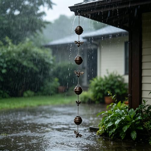 Cadena de lluvia exterior de panal, decoración para aleros de tejado 6