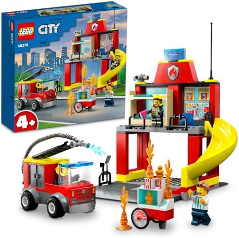LEGO City Fire Station and Fire Truck 60375 Building Toy Set; Fun Starter Playset with 3 Minifigures for Ages 4+