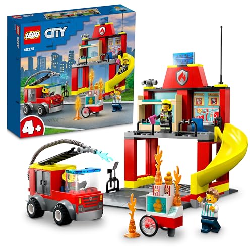 LEGO City Fire Station and Fire Truck 60375 Building Toy Set; Fun Starter Playset with 3 Minifigures for Ages 4+