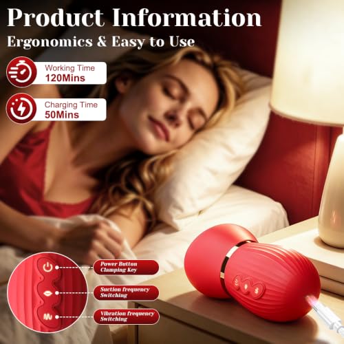 Rose Sex Toys Suction Vibrator. Dual Clamp Tongue Licking Clit Stimulator - Image 4