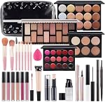 Kit maquillage pour les femmes Kit complet, Kit maquillage Pour les adolescentes Filles Eyeshadow Lip gloss Rouge à lèvres Maquillage Brosses Eyeliner sourcils Pen Liquid Concealer Foundation Primer Puff