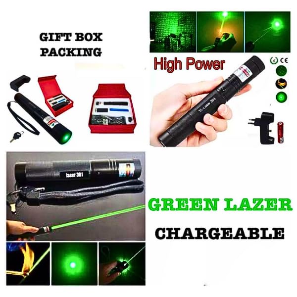 Image of Laser Light 303 Pointer with Safety Lock, Multiple Green Patterns, Rechargeable Battery