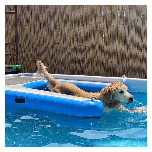 Hundebadeleiter Faltbare Rampen für Hundepools See/ Anlegestelle/ Boot/ Meer schwimmender Hundebadeleiter Rutschfeste EVA-Liegeplattform für Hunde bis 60 kg Einfach aufzublasen und zu entleeren(Blue,1