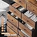 EnHomee Dresser for Bedroom with 12 Drawers Dressers & Chest of Drawers Tall Dressers for Bedroom with Wood Top and Metal Frame Dressers for Bedroom, Clothes, Closet, Rustic Brown 12