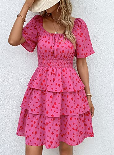 Image of PRETTYGARDEN Women's Summer Floral Ruffle Short Dress