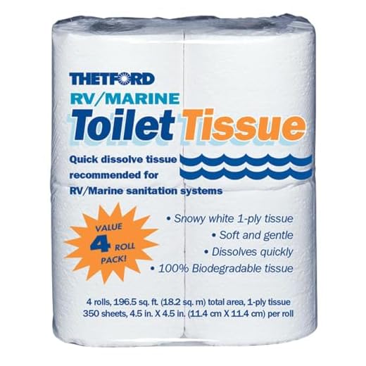 RV/ Marine Toilet Tissue - Toilet Paper for RV and Marine - 1-ply - 4 rolls - Thetford 20804