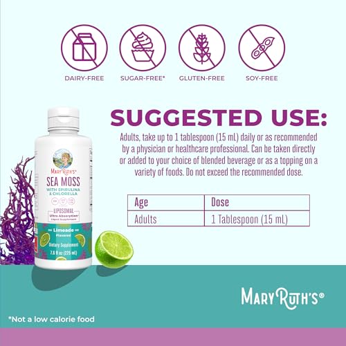 MARYRUTH'S Sea Moss Liquid with Spirulina & Chlorella (Liposomal, 7.6 oz) — view 3