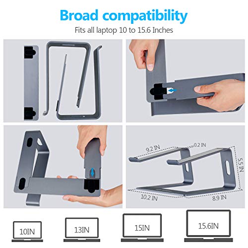 Image of Laptop Stand, Portable Ergonomic Computer Lifter Laptop Desktop Stand, Detachable Cooling Notebook MacBook Air Pro Riser Holder Stand for Dell, HP, Lenovo, Samsung More 10-15.6 inch Laptops