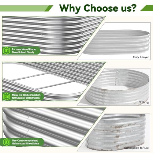 3 Pack Corrugated Galvanized Steel Raised Garden Bed Outdoor, Metal Above Ground Garden Bed for Vegetables and Flowers, Raised Beds for Gardening-3x2FT - Image 4