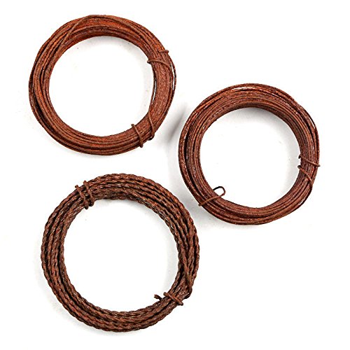 Pack of 6 Assorted Rusty Tin Wires | 2-22 Gauge: 30' L ea. | 2-20 Gauge: 30' L ea. | 2-Twisted: 15' L ea, (150 Total Feet)