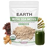 Organic Earth Irish Sea Moss Powder 8oz - Wildcrafted Sea Moss Organic with Bladderwrack & Burdock Root Powder - Thyroid, Digestion Support & Healthy Skin - USDA Certified Organic