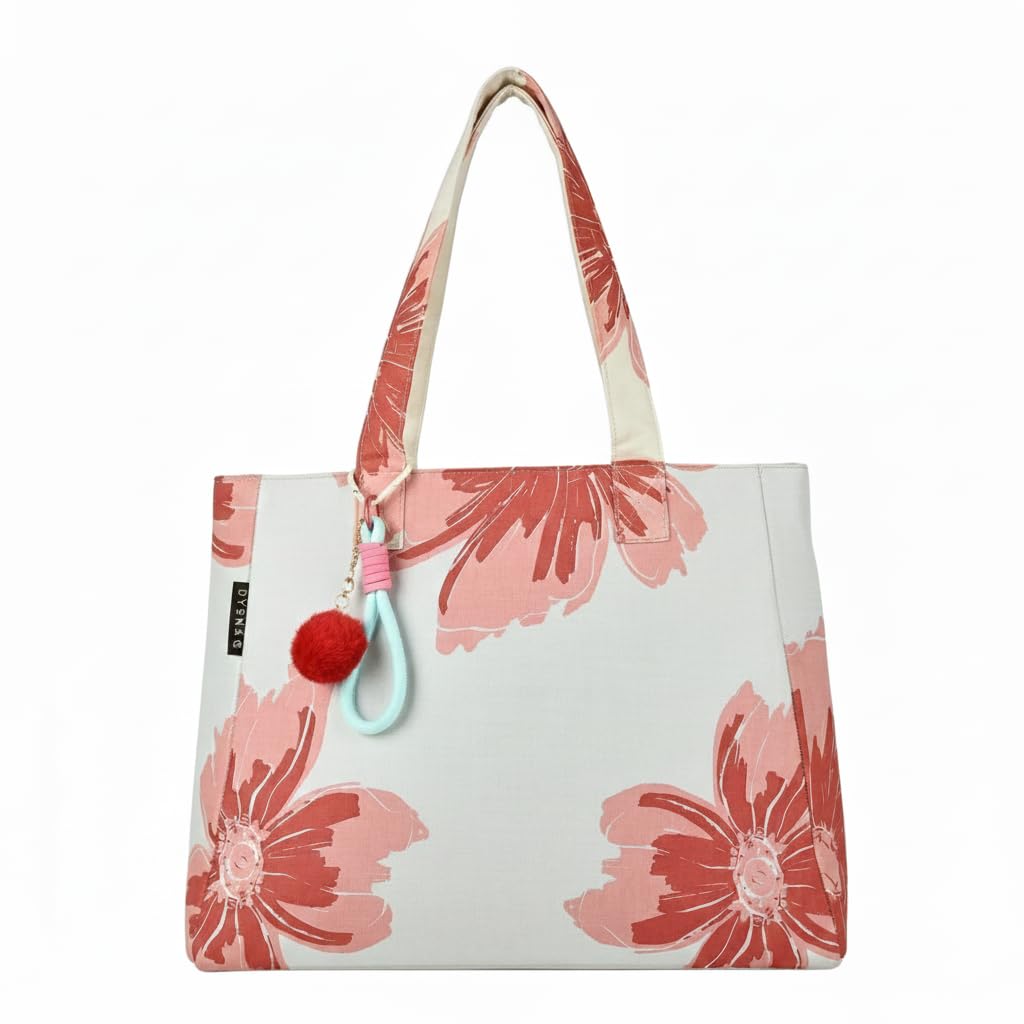 ensac Floral Print Tote Bag for Women | Stylish Office bag & Canvas Travel Handbag | Shopper and Shoulder Bag for College & Office-picture-31