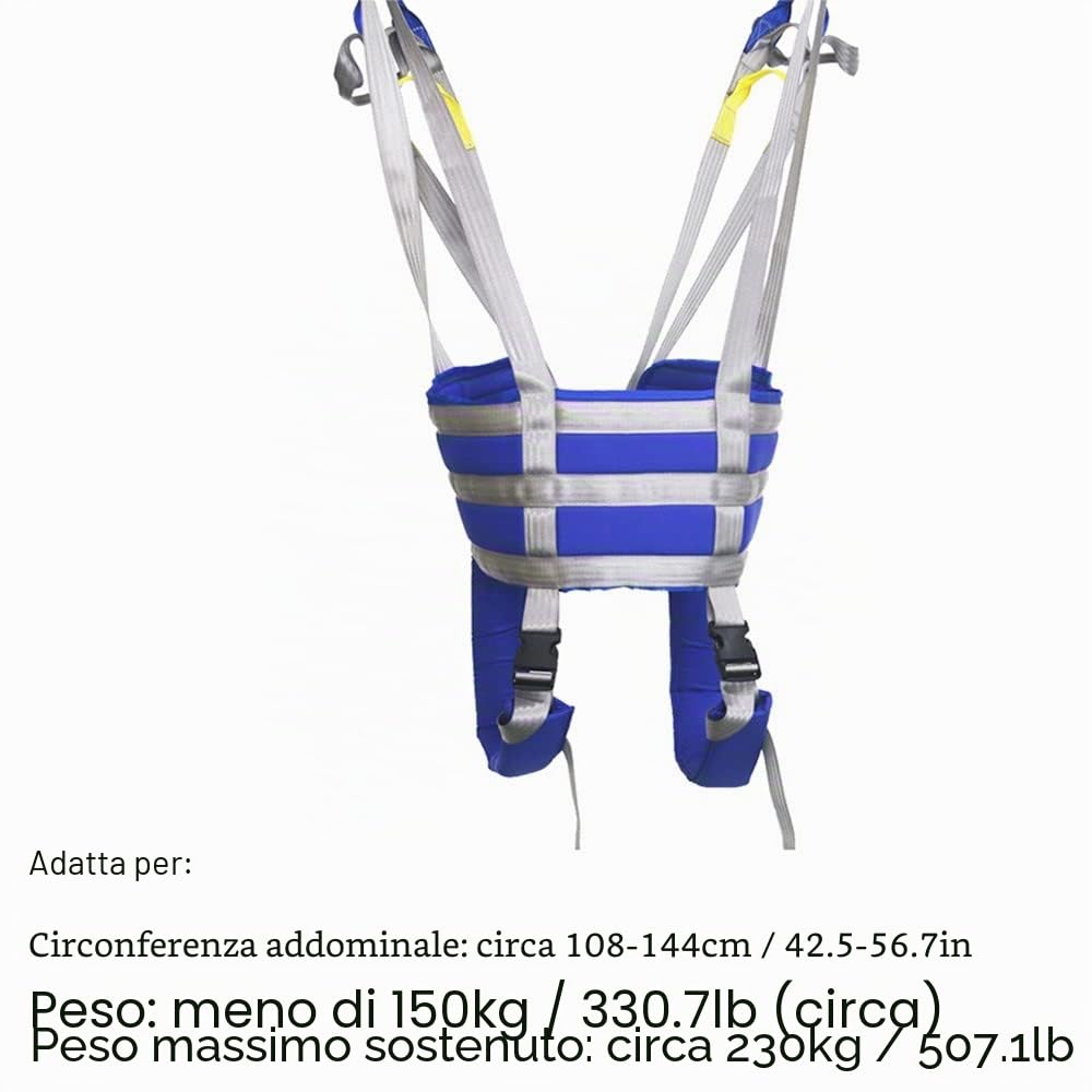 Sollevatore per pazienti con Imbracatura per Tutto Il Corpo per Anziani, Cinghie di trasferimento per carichi Pesanti, Amaca per trasferimento in Bagno e ausili per Camminare per disabili