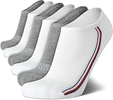 Tommy Hilfiger Men's Athletic Socks - Cushion No Show Ankle Socks (6 Pack), Size 7-12, White Multi