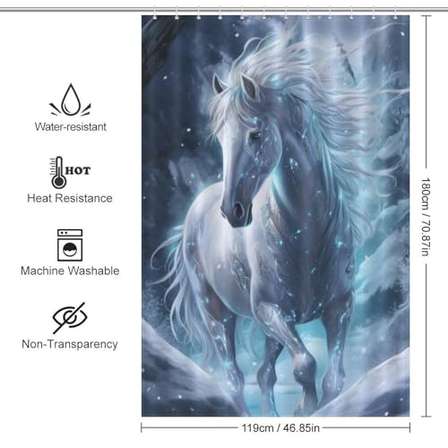 Magic Ice Horse tissu imperméable en polyester pour rideau de douche